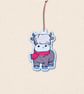 Festive Scarf Highland Cow Decoration - Embroidered Felt Ornament
