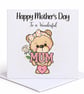 Mothers Day Personalised Card for Mum Happy Mothers Day Pretty Pink Heart Teddy  - Image 5