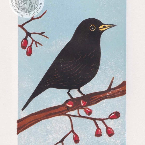 Blackbird - original linocut