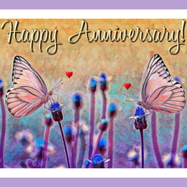 Happy Anniversary Butterflies Card A5