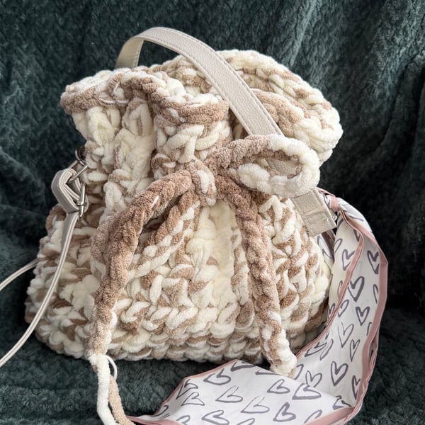 Handmade bespoke crochet bucket bag, lovingly crafted 