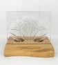 Iridescent Fused Glass Floral Panel set in a piece Hand Crafted Wood