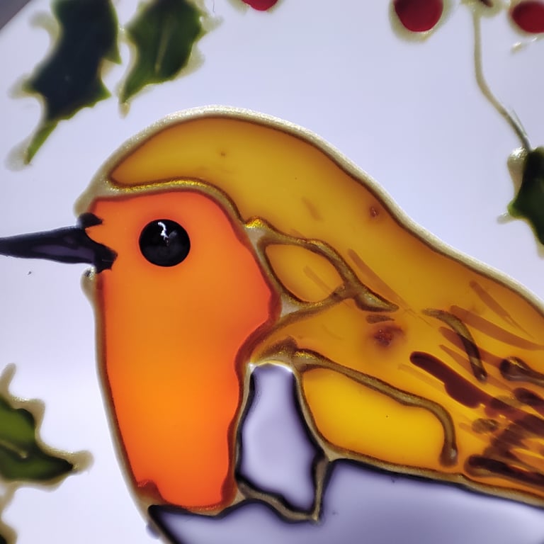 Handmade glass painted window hanging or Christmas tree bauble