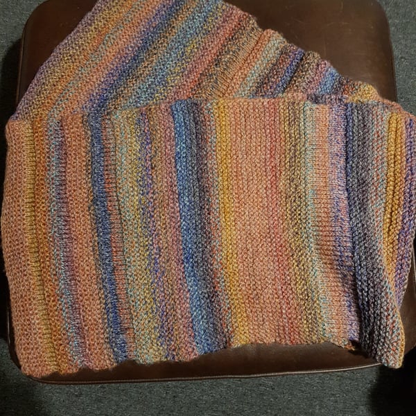 Multicoloured rainbow striped scarf