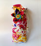 Handmade Quilted Wine Bottle Bag with Fabric Flower Embellishment