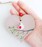 Sea Glass Robin Heart, Handmade Robin Hanging Decoration, Meaningful Beach Gift - Image 5