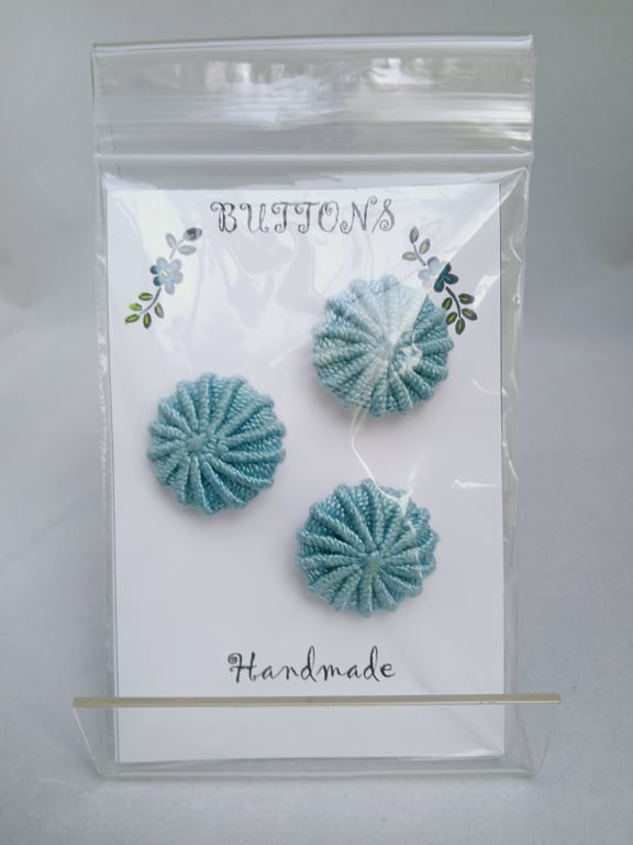 Buttons Teal Blue 30mm Handmade Embroidered Yorkshire Style