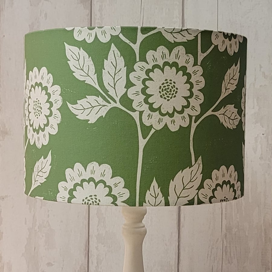 30cm drum lampshade in green 'Cecilia' fabric