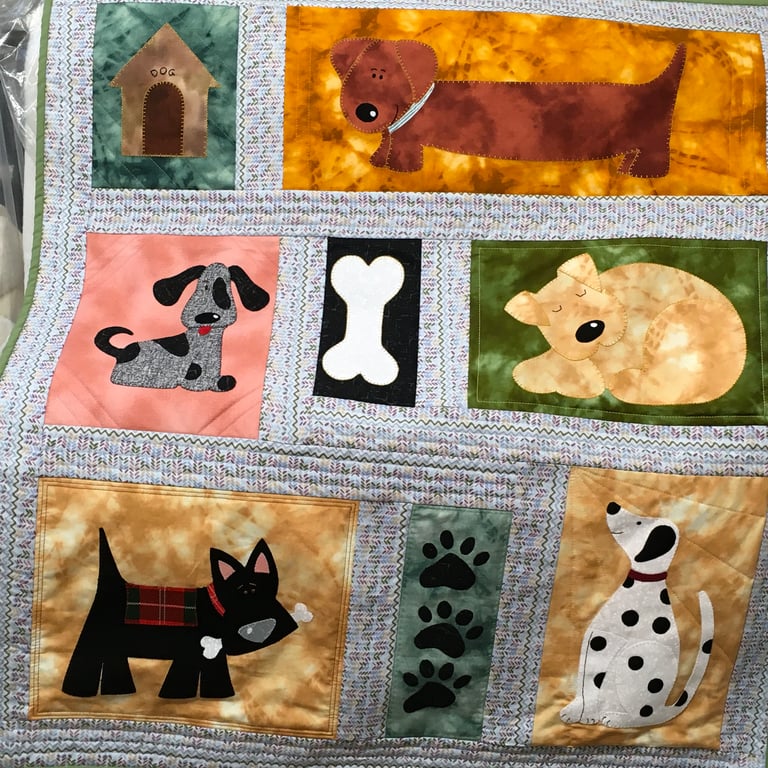 A Wall-hanging for a Doggy Household. Gift for Friend. Small Quilt 