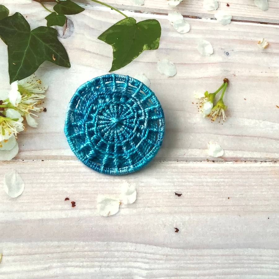 Turquoise Dorset Button Brooch