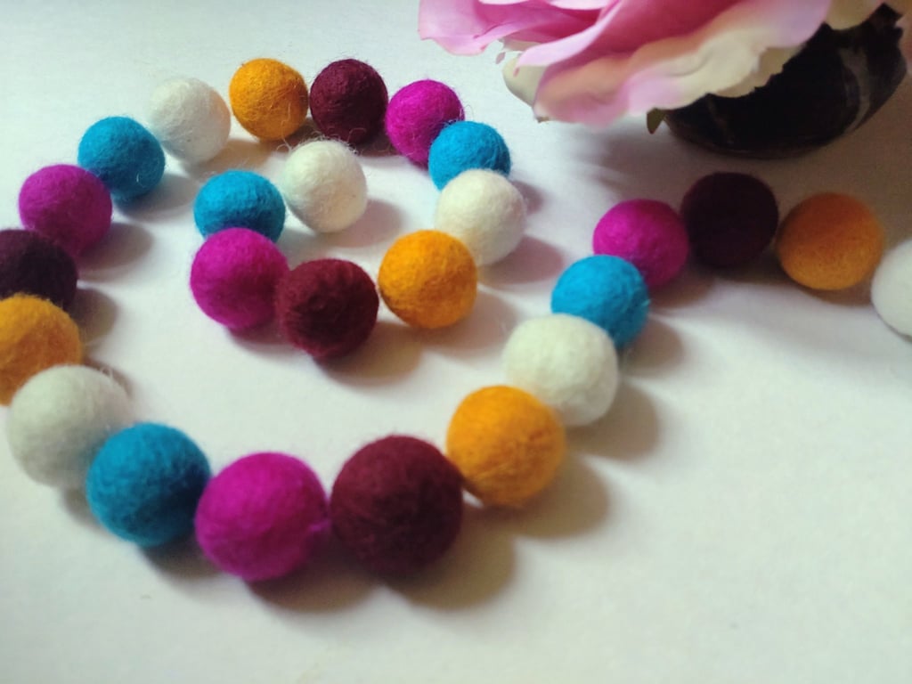 Felt Ball Garland, Circus Funfair Colours, Eclectic Bohemian Interiors