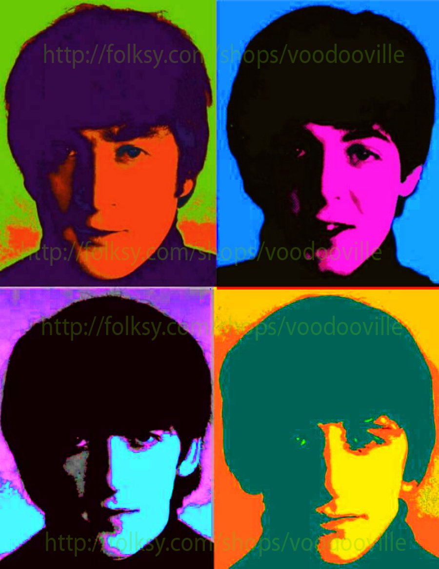 Pop go the Beatles fab four pop art print with free shipping