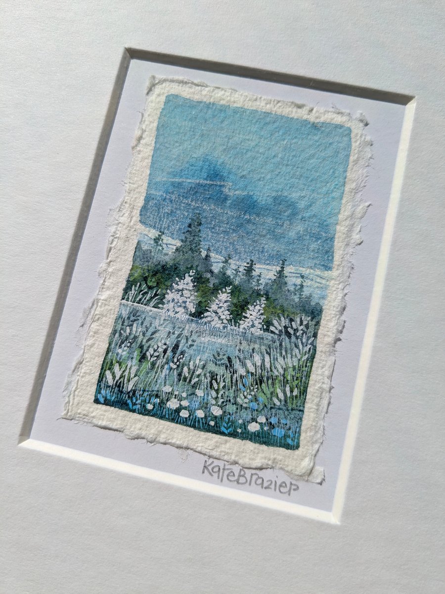 Three Winter Trees - Original miniature. A5 Mounted