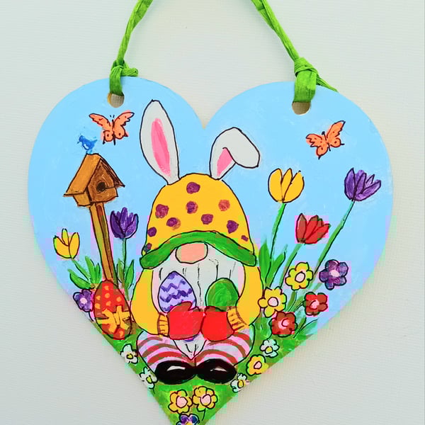 Easter Gonk Heart decoration hand painted