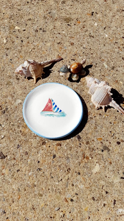 Nautical Round Clay Trinket Dish