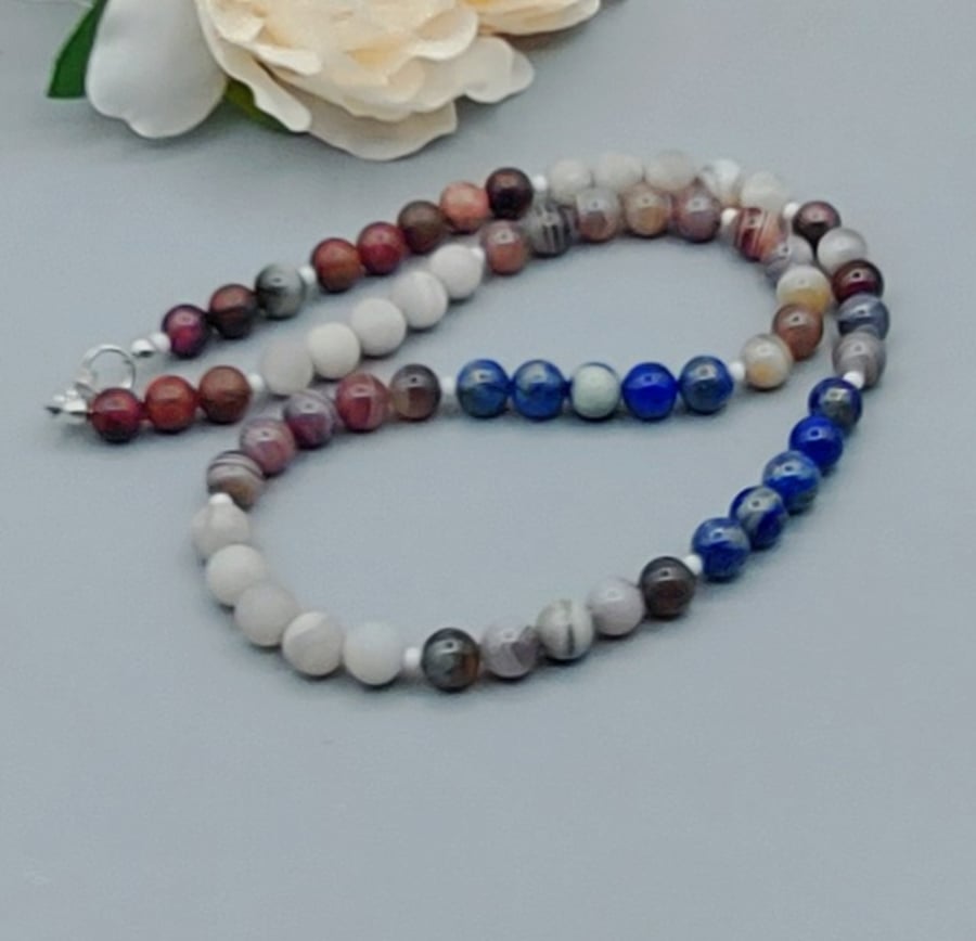 GEMSTONE NECKLACE MULTICOLOUR AGATE GEMSTONE NECKLACE