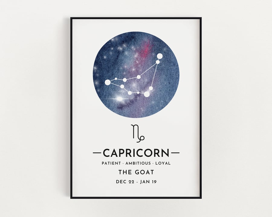 CAPRICORN DEFINITION PRINT, Wall Art Print, Zodiac Gift, Star Sign Gift