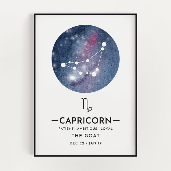 CAPRICORN DEFINITION PRINT, Wall Art Print, Zodiac Gift, Star Sign Gift