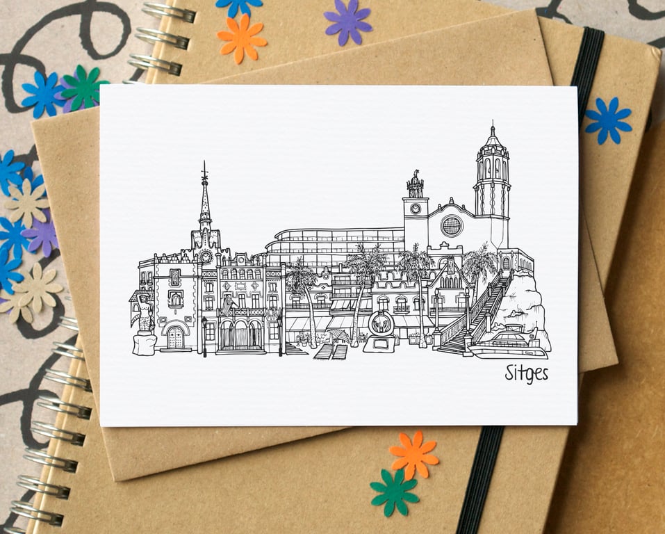 Sitges Skyline Greetings Card