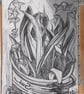 'The Promise of Tulips', Two Block Lino Print in Black and Green on Hosho Paper - Image 5