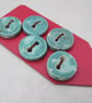 5 Small Round Eggshell Blue Ceramic Buttons - Image 7