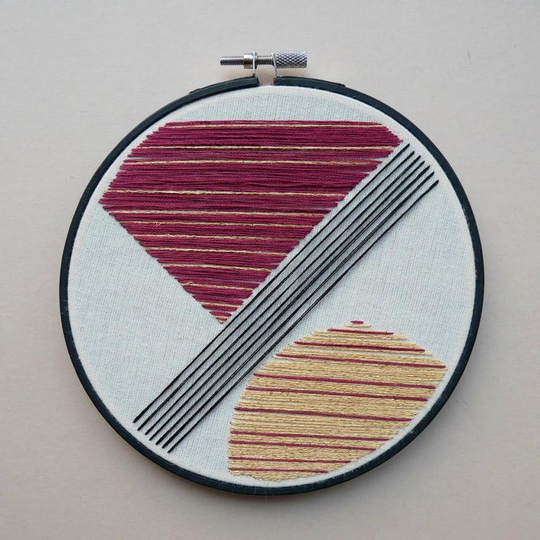 Distant Horizons - Purple, Black and Gold Abstract Embroidery Art Piece