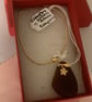 Golden Brown Seaglass, 925 Yellow Gold Snake Chain - 16"- Stunning Eco Present!