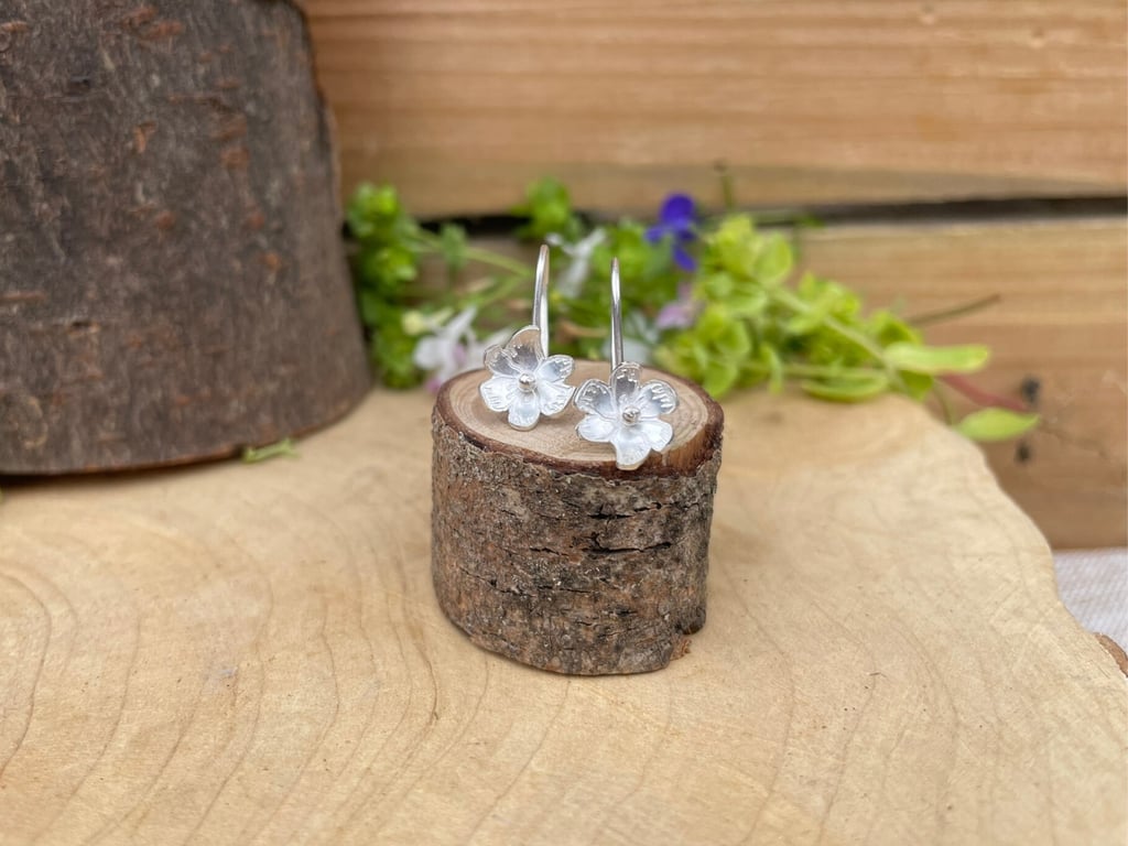 Handmade Silver Blossom Drop Earrings