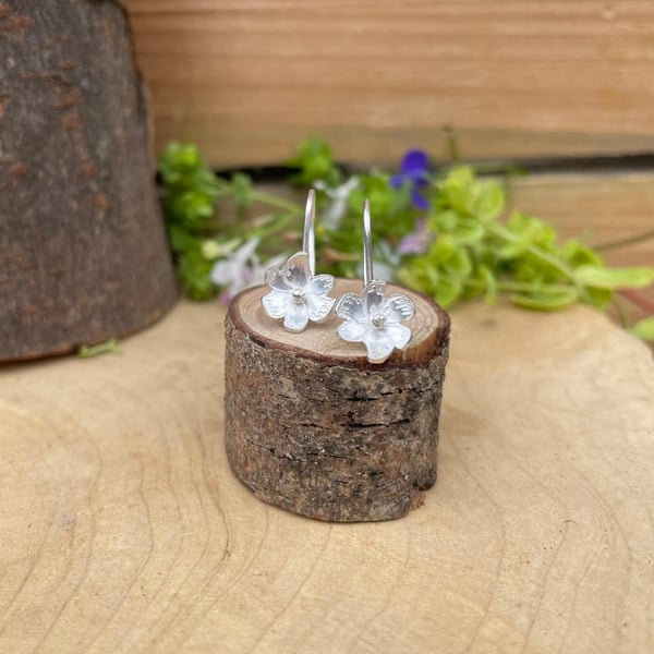 Handmade Silver Blossom Drop Earrings