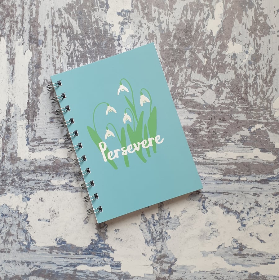 Persevere Snowdrops A6 Wire Bound Notebook