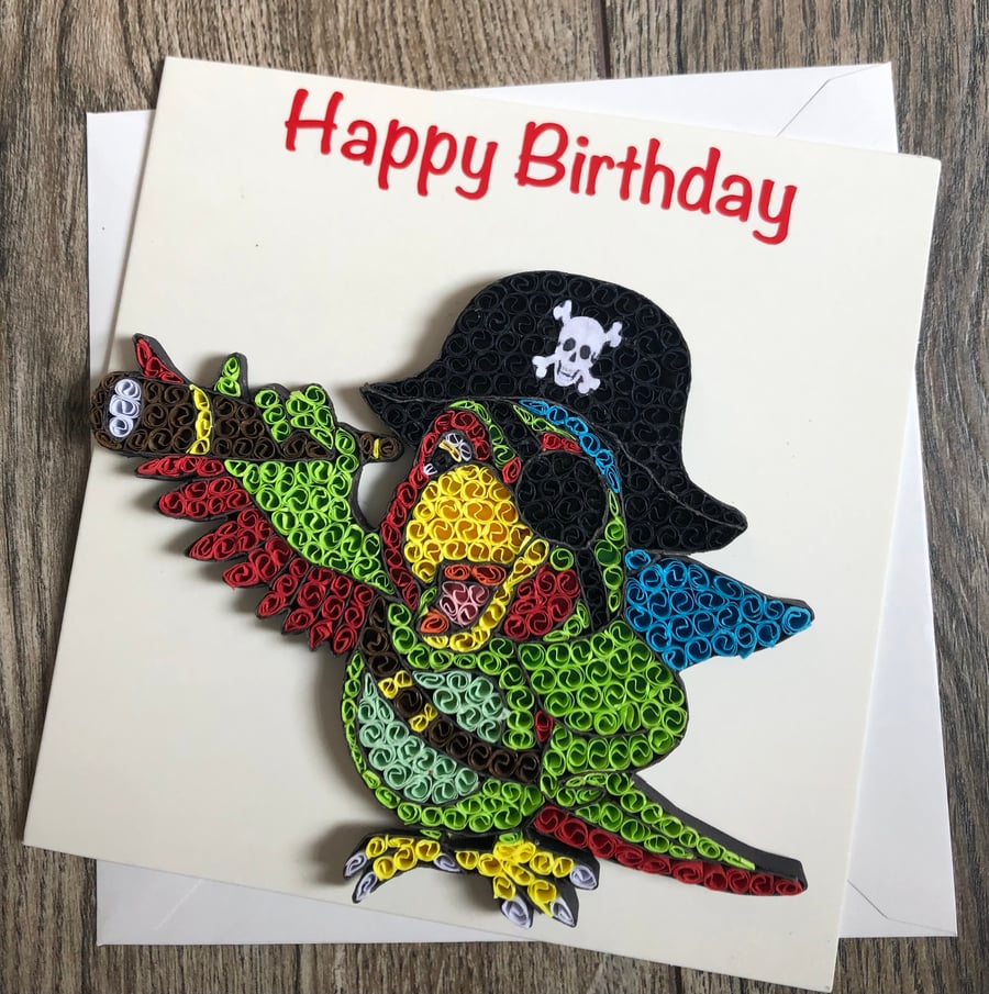 Stunning handmade quilled parrot card