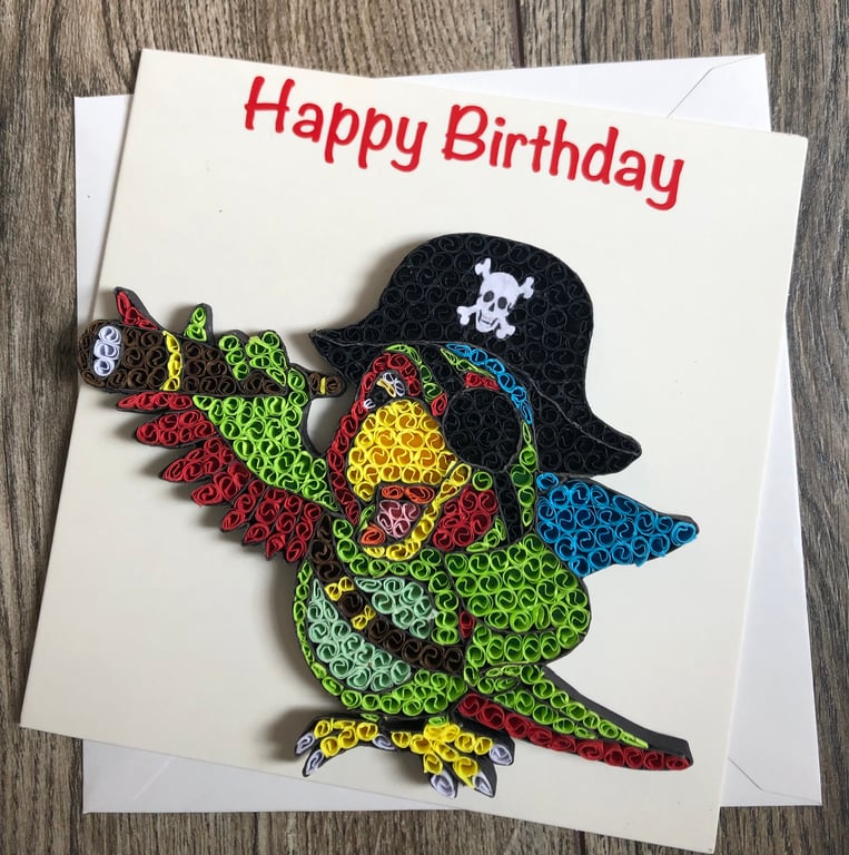 Stunning handmade quilled parrot card