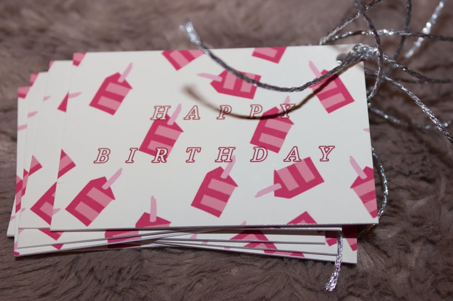 9 'Piece of cake' Pink birthday Gift tags