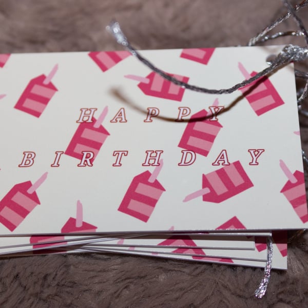9 'Piece of cake' Pink birthday Gift tags