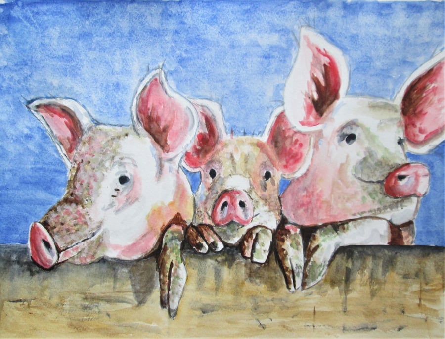 Three Little Pigs. Original painting