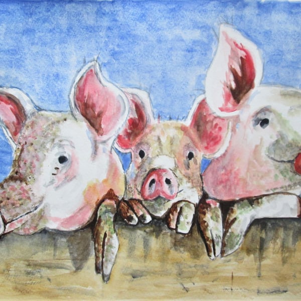 Three Little Pigs. Original painting