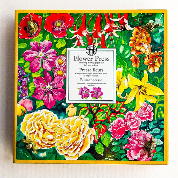 Wooden Flower Press 20x20 cm, Botanical craft supply