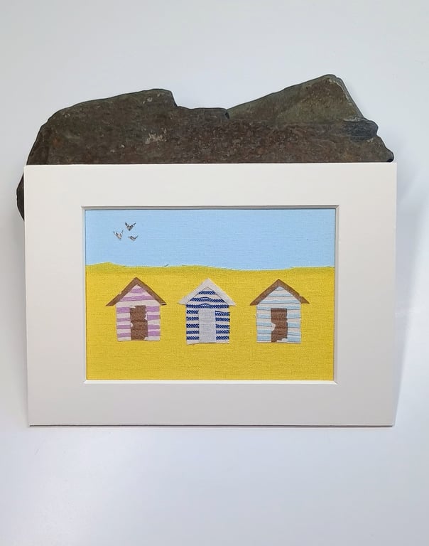 Beach Huts Collage Picture - 5x7 Mounted