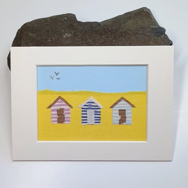 Beach Huts Collage Picture - 5x7 Mounted