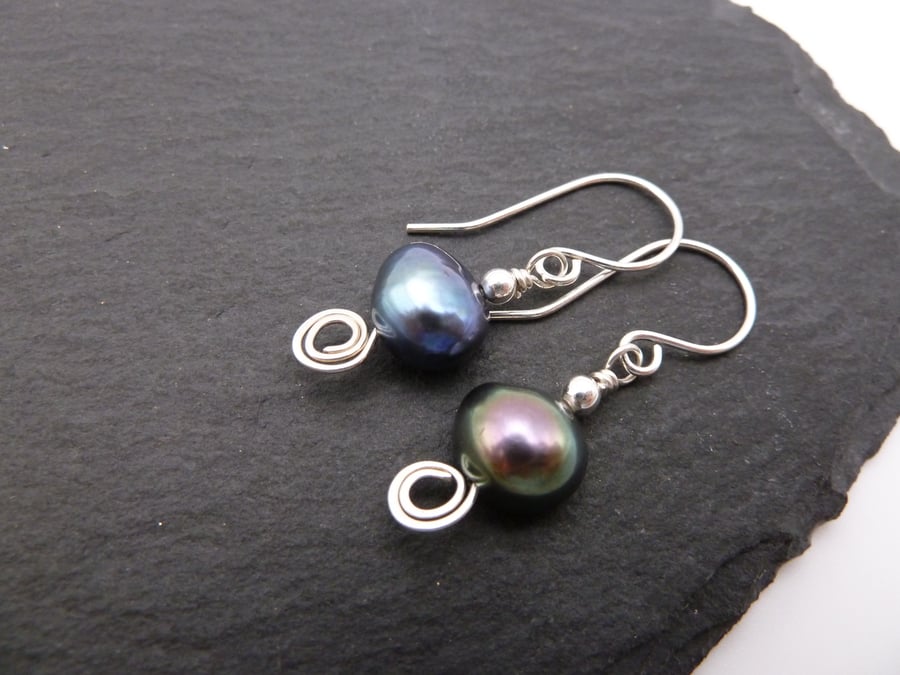 sterling silver earrings, peacock pearl jewellery