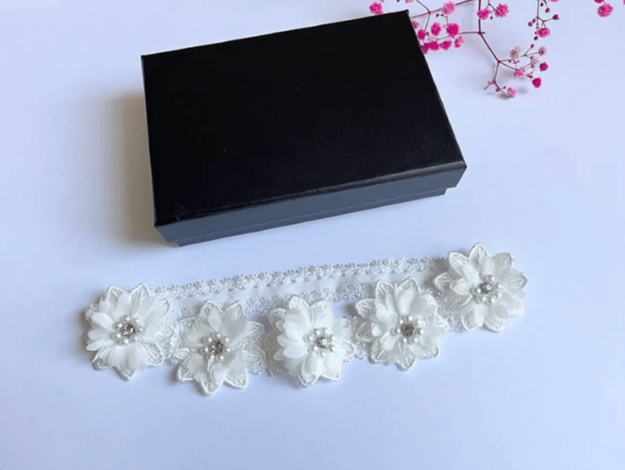 42cm Off White Baby Headband, Baby Shower Gift, Girl Hair Accessories  HB051