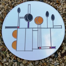 Mairead is an Art Deco 40cm Round Stained Glass Effect Wall Mirror