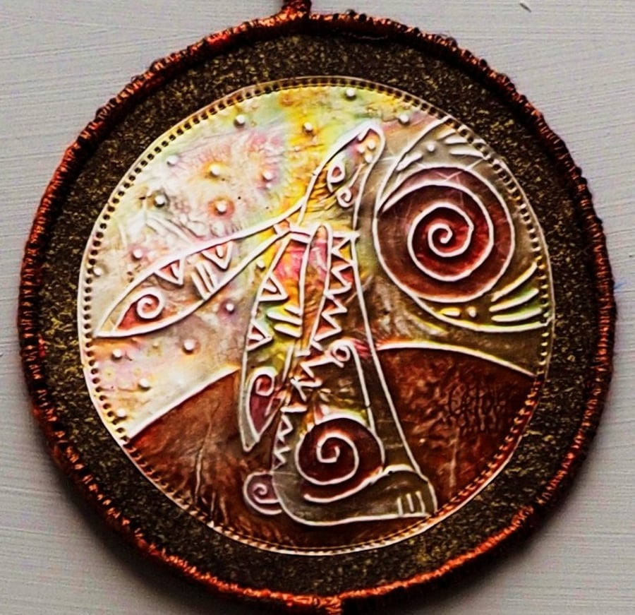 HMM176  - Moon Gazer Hare Mandala - 12.5 cm