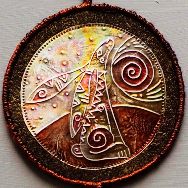 HMM176  - Moon Gazer Hare Mandala - 12.5 cm