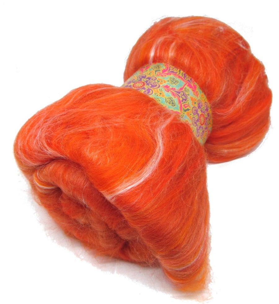 Satsuma Carded Batt Merino & Silk 100g Fine Merino Wool Spinning Felting
