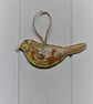Recycled hanging fabric bird trio in Autumnal shades of yellow and orange  - Image 7