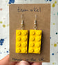 Upcycled Yellow 2x4 Lego Earrings - Silver Plate - Old Stock - Super Seconds - Image 1