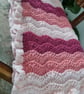 Pretty pink crochet baby blanket,  striped ripple effect, newborn gift - Image 2