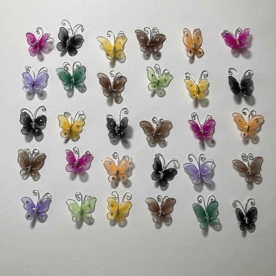 Organza and wire small butterfly embellishments