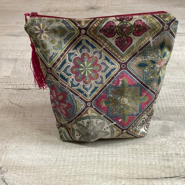 Pouch, velvet pouch, tiles design velvet pouch